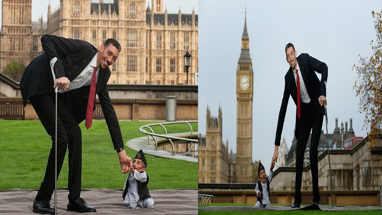 दुनिया का सबसे छोटा और बड़ा आदमी एक साथ | Shortest & Longest Man Clicked Together